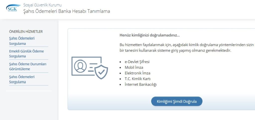 Şahıs Ödemeleri Banka Hesabı Tanımlama