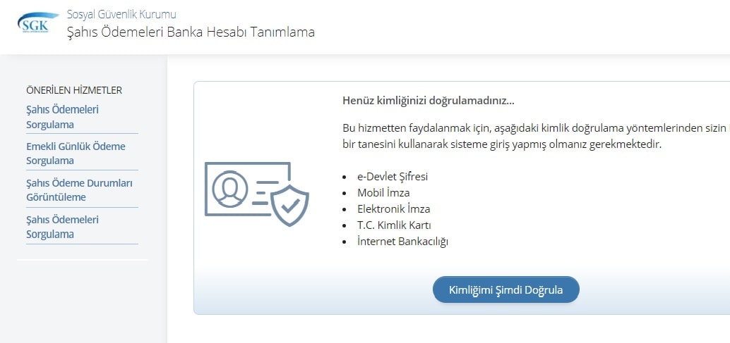 Şahıs Ödemeleri Banka Hesabı Tanımlama