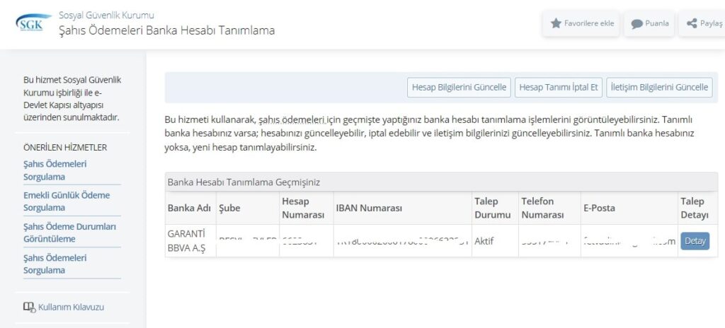 Şahıs Ödemeleri Banka Hesabı Tanımlama