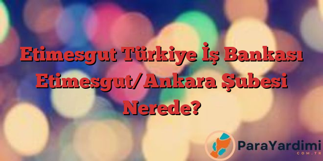 Etimesgut Türkiye İş Bankası Etimesgut/Ankara Şubesi Nerede?
