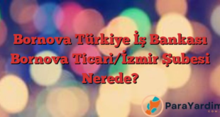 Bornova Türkiye İş Bankası Bornova Ticari/İzmir Şubesi Nerede?