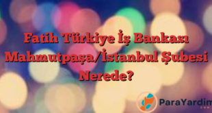 Fatih Türkiye İş Bankası Mahmutpaşa/İstanbul Şubesi Nerede?