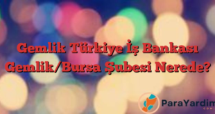 Gemlik Türkiye İş Bankası Gemlik/Bursa Şubesi Nerede?