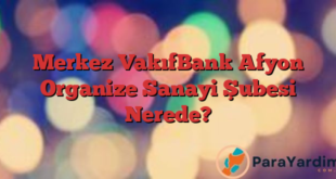 Merkez VakıfBank Afyon Organize Sanayi Şubesi Nerede?