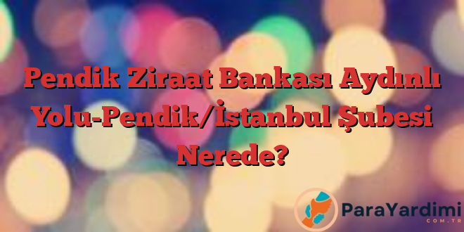 Pendik Ziraat Bankası Aydınlı Yolu-Pendik/İstanbul Şubesi Nerede?